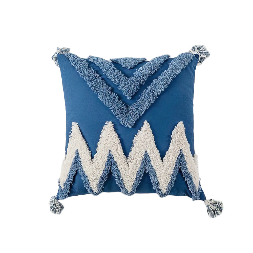 Blue & Yellow Tufted Cushion Cover — Hand-Tufted Two-Tone Texture for Bright Bedroom Layering — Lifestyle 5