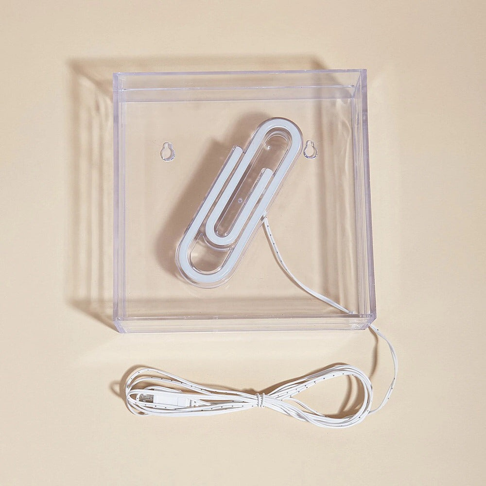 Paper Clip LED Box Neon Sign — Warm LED Mood Lighting for Bedside — Lifestyle 3