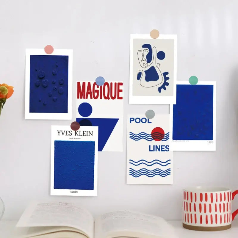 French Blue Prints Wall Collage Postcards — Considered Home Styling — Front view