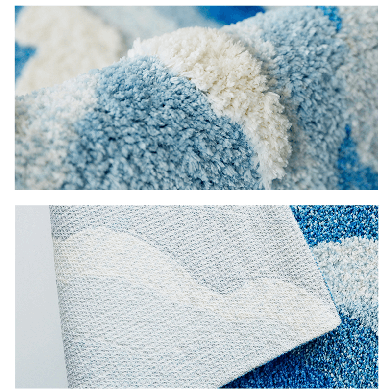 Blue Sea Waves Bedside Accent Rug — Soft Accent Rug for Bedroom Layering — Lifestyle 4
