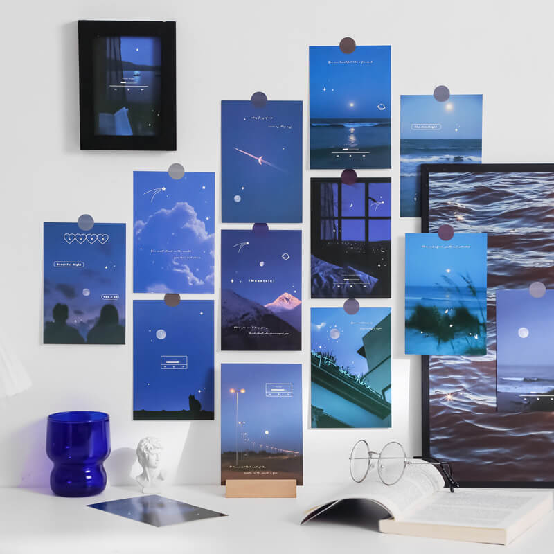 Glowing Night Sky Wall Collage Postcards — Considered Home Styling — Lifestyle 2