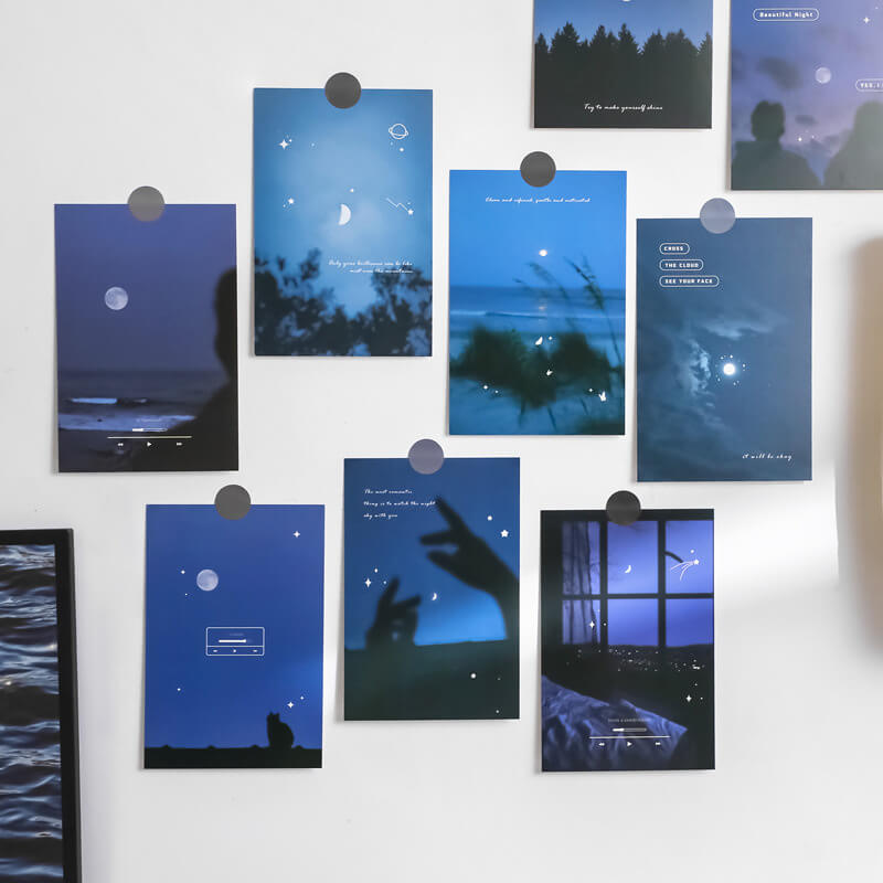 Glowing Night Sky Wall Collage Postcards — Considered Home Styling — Lifestyle 3