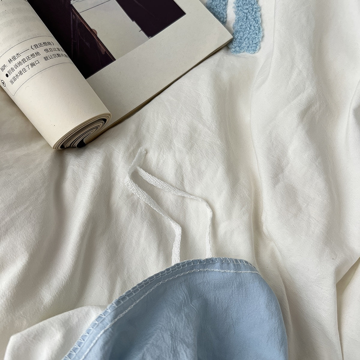 Blue Tufted-Bow Bedding Set — Soft-Touch Cotton Duvet & Pillowcases — Lifestyle 4