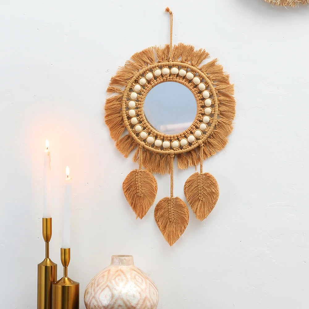 Boho Brown Macrame Mirror — Considered Home Styling — Front view