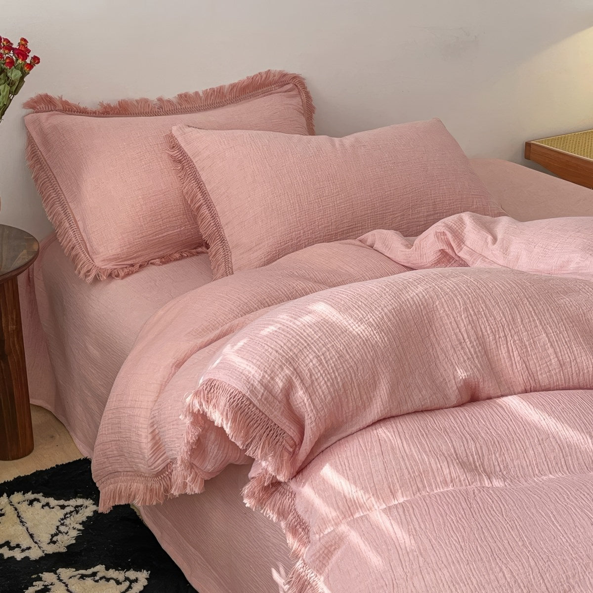 Fringe-Edge Bedding Set — Soft-Touch Cotton Duvet & Pillowcases — Lifestyle 5