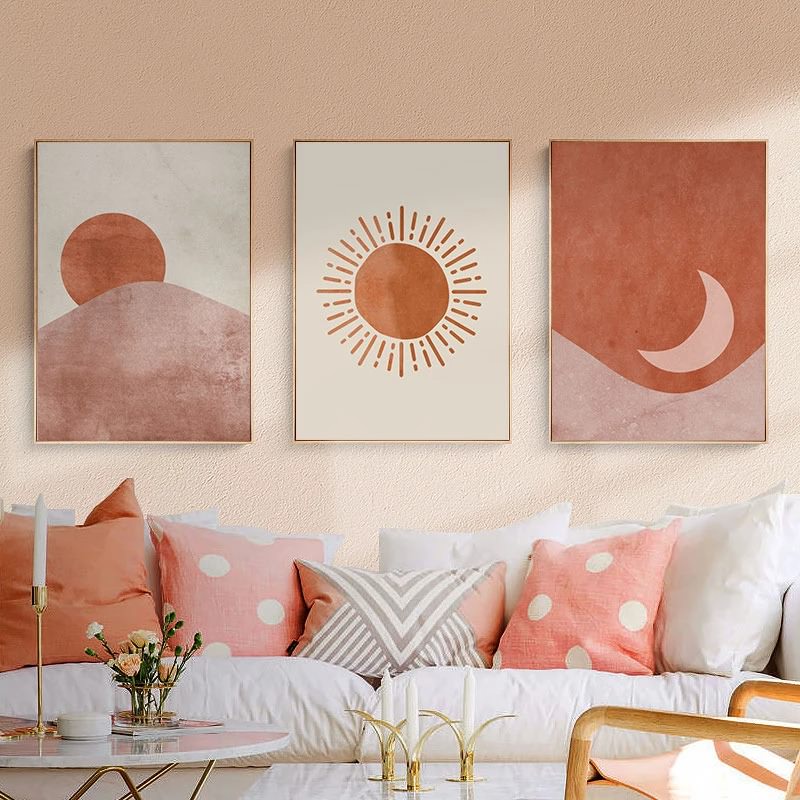 Boho Sun & Moon Canvas Posters — Considered Home Styling — Front view
