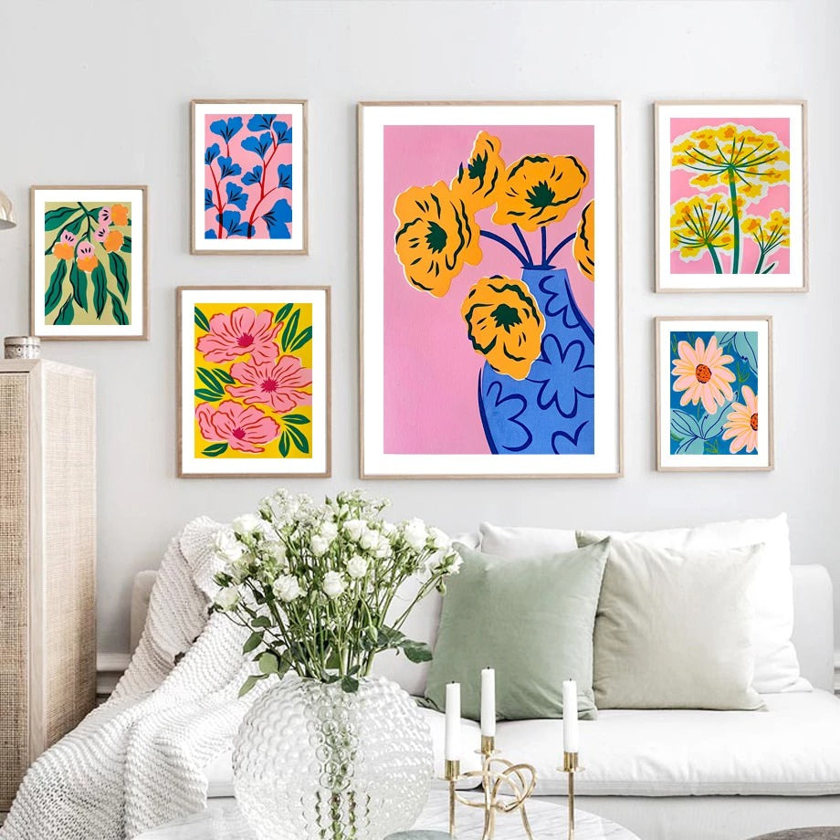 Bright Watercolor Floral Canvas Posters — Considered Home Styling — Lifestyle 1