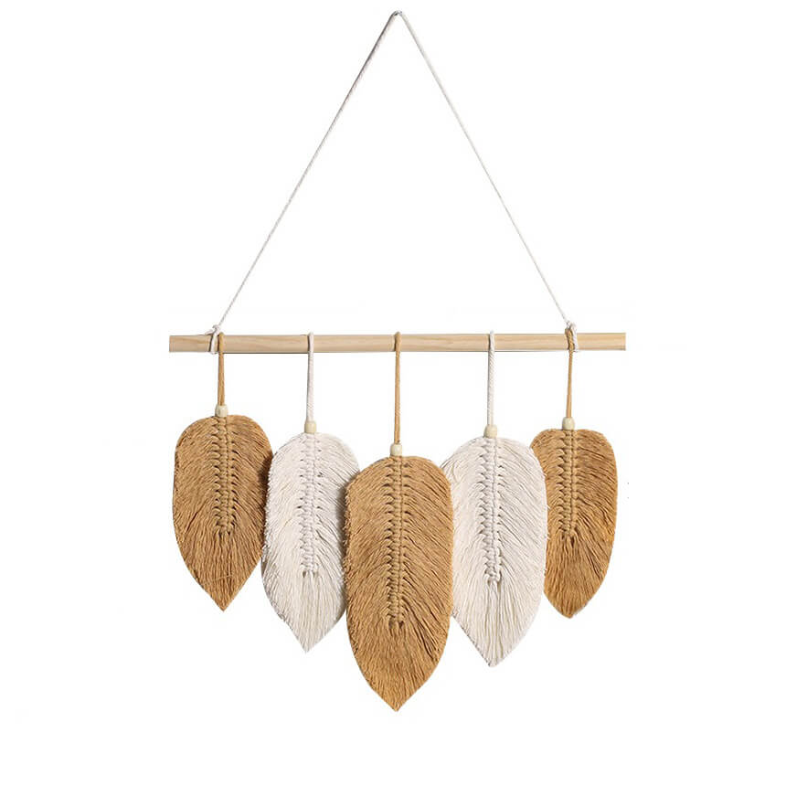 Macrame Feather Boho Wall Hanging Decor — Considered Home Styling — Front view