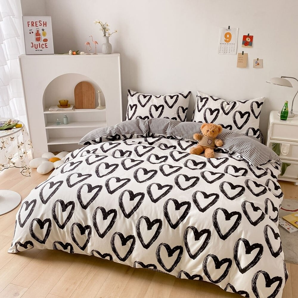 Brush Painted Heart Bedding Set — Soft-Touch Cotton Duvet & Pillowcases — Lifestyle 2