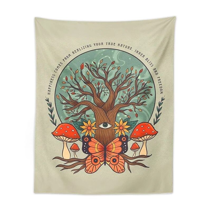 Butterfly, Mushroom and Tree Tapestry — Considered Home Styling — Front view