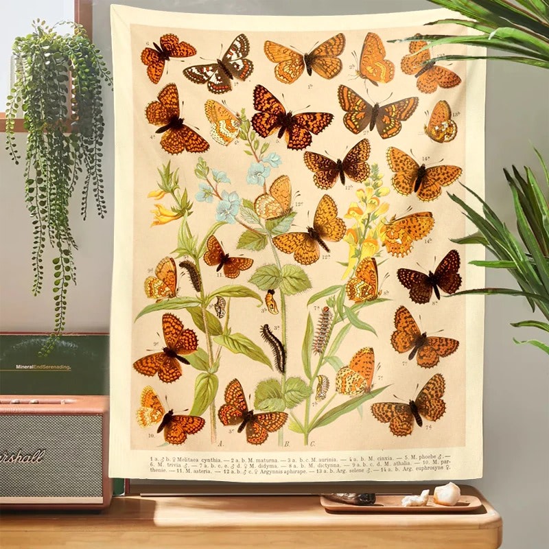 Butterflies Species Botanical Tapestry — Considered Home Styling — Detail