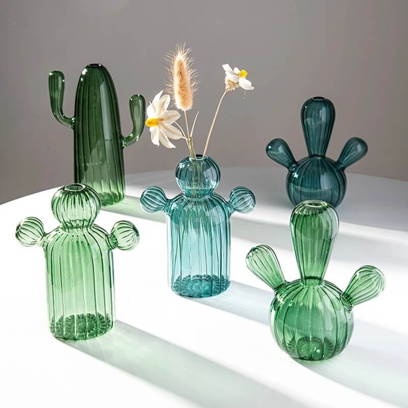 Cactus Shaped Glass Vase — Decorative Vase for Considered Styling — Front view