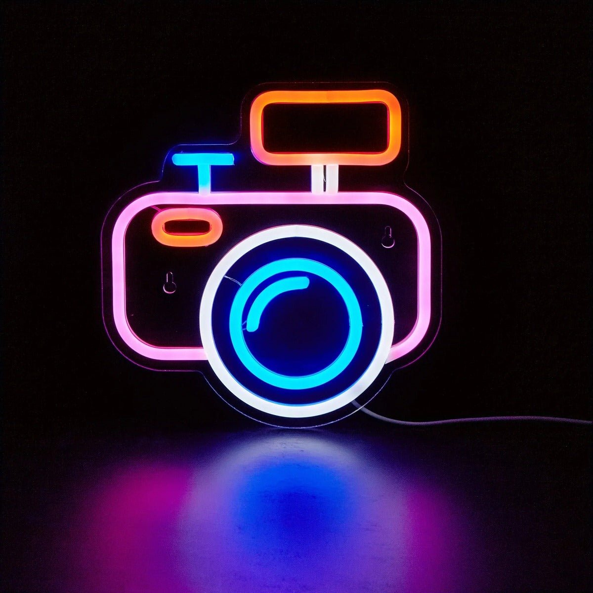 Camera LED Neon Wall Sign — Warm LED Mood Lighting for Bedside — Lifestyle 1