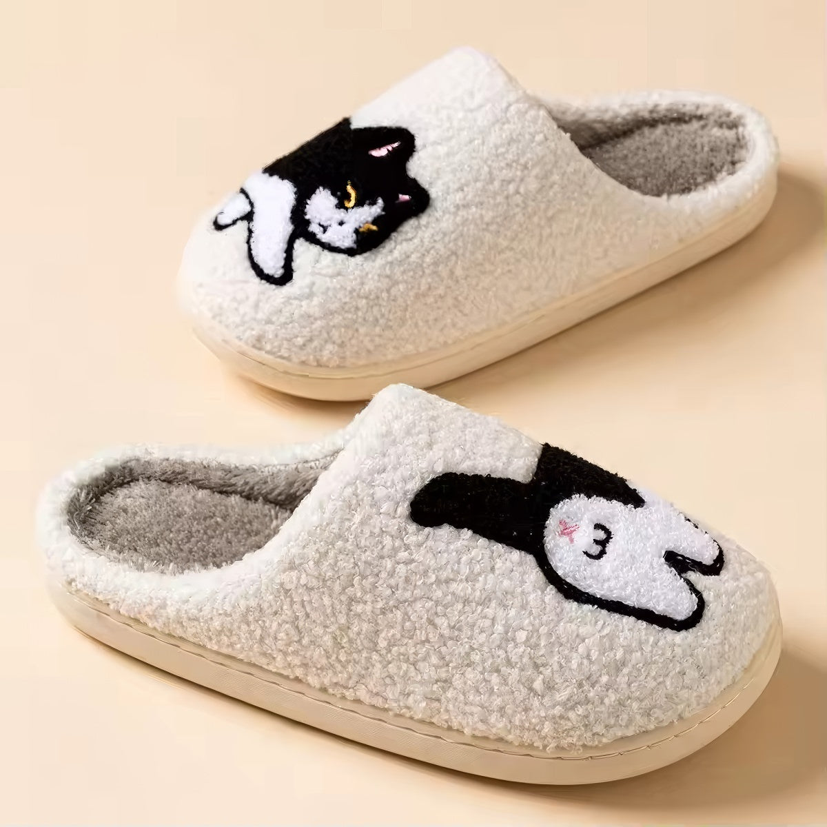 Cat Slippers — Soft Plush House Slippers for Indoor Lounging — Lifestyle 1
