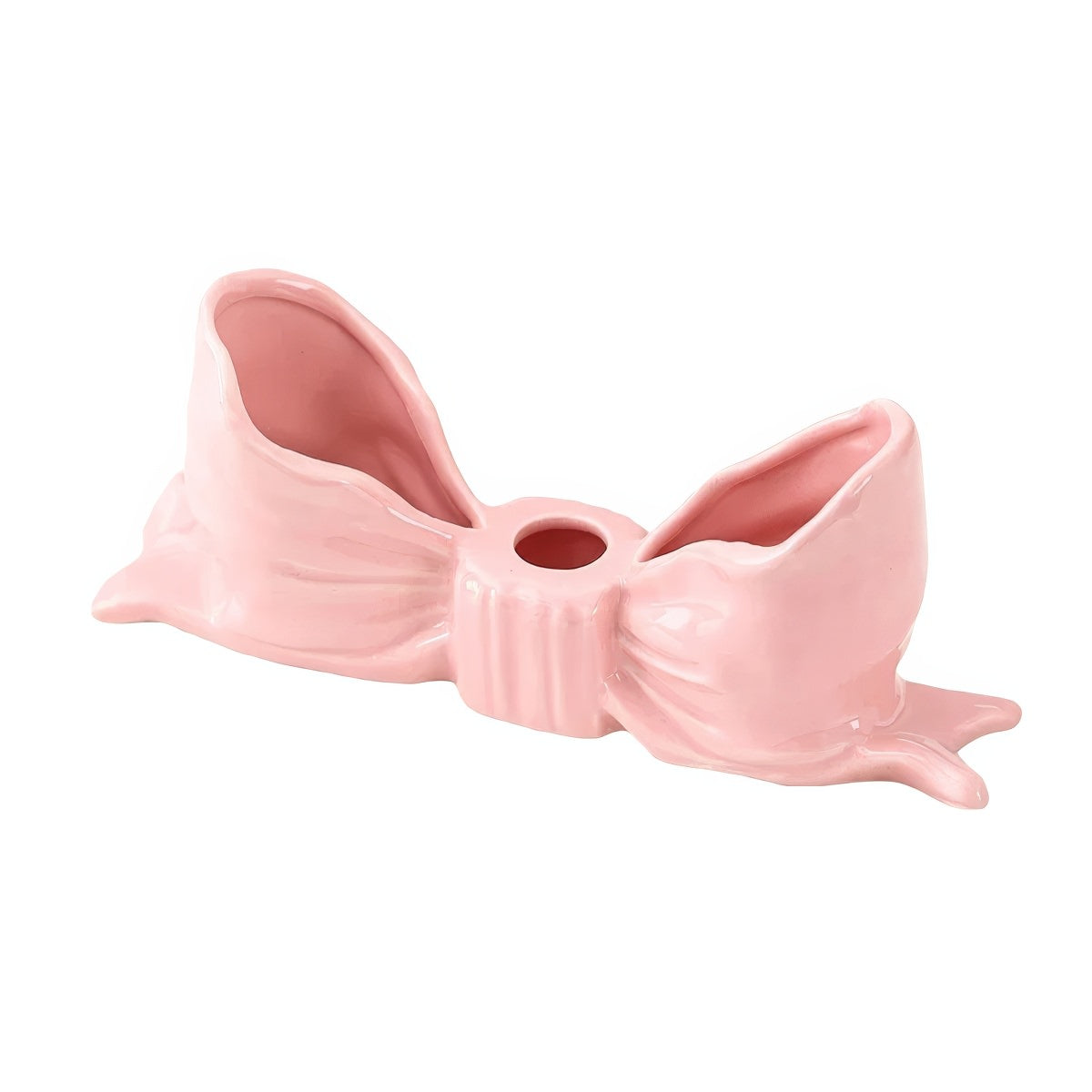 Ceramic Bow Pillar Light Holder — Sculptural Stand for Soft-Glow Lighting — Front view