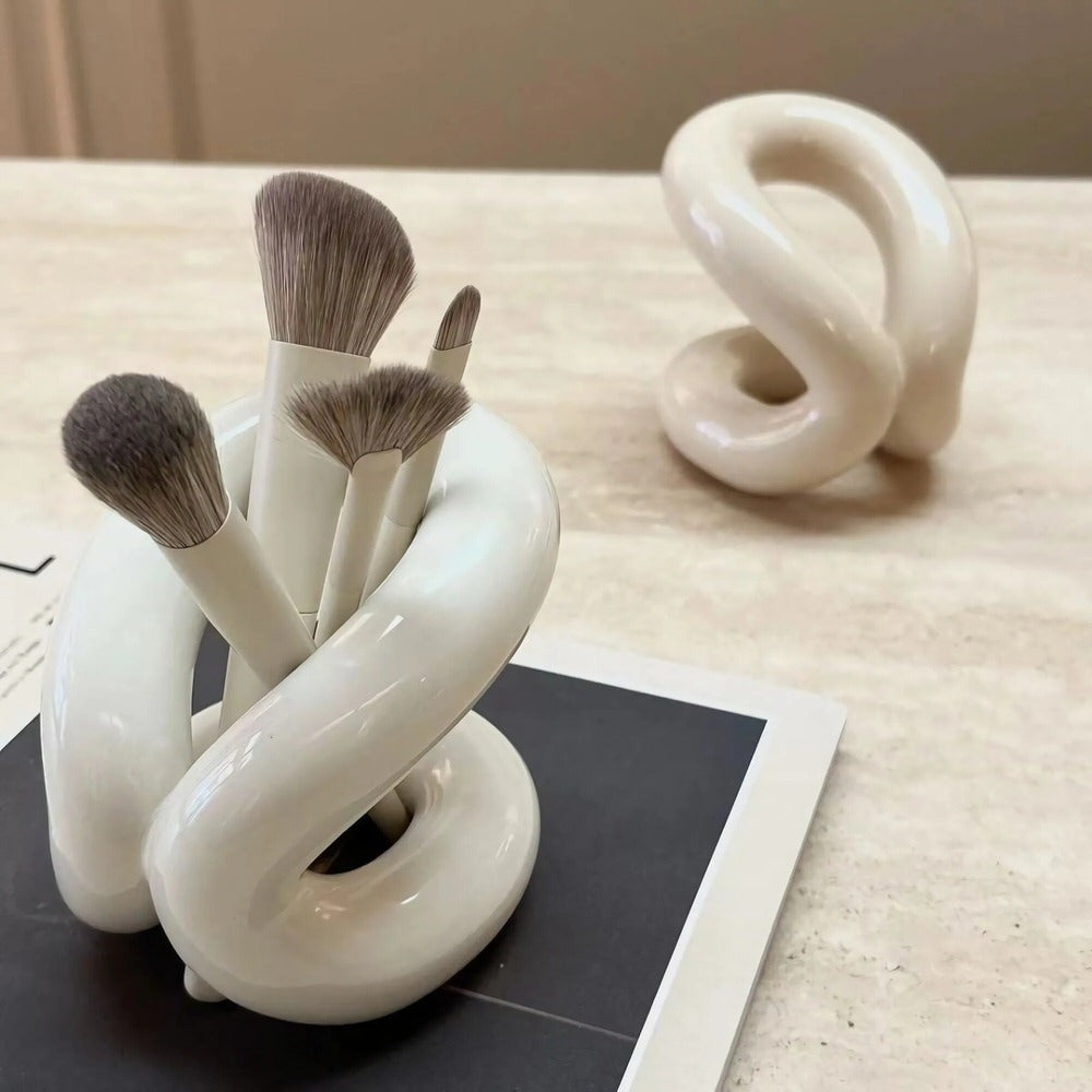 Curvy Ceramic Makeup Brush Holder — Considered Home Styling — Detail