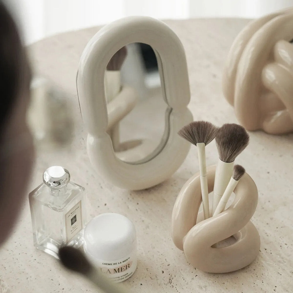 Curvy Ceramic Makeup Brush Holder — Considered Home Styling — Front view