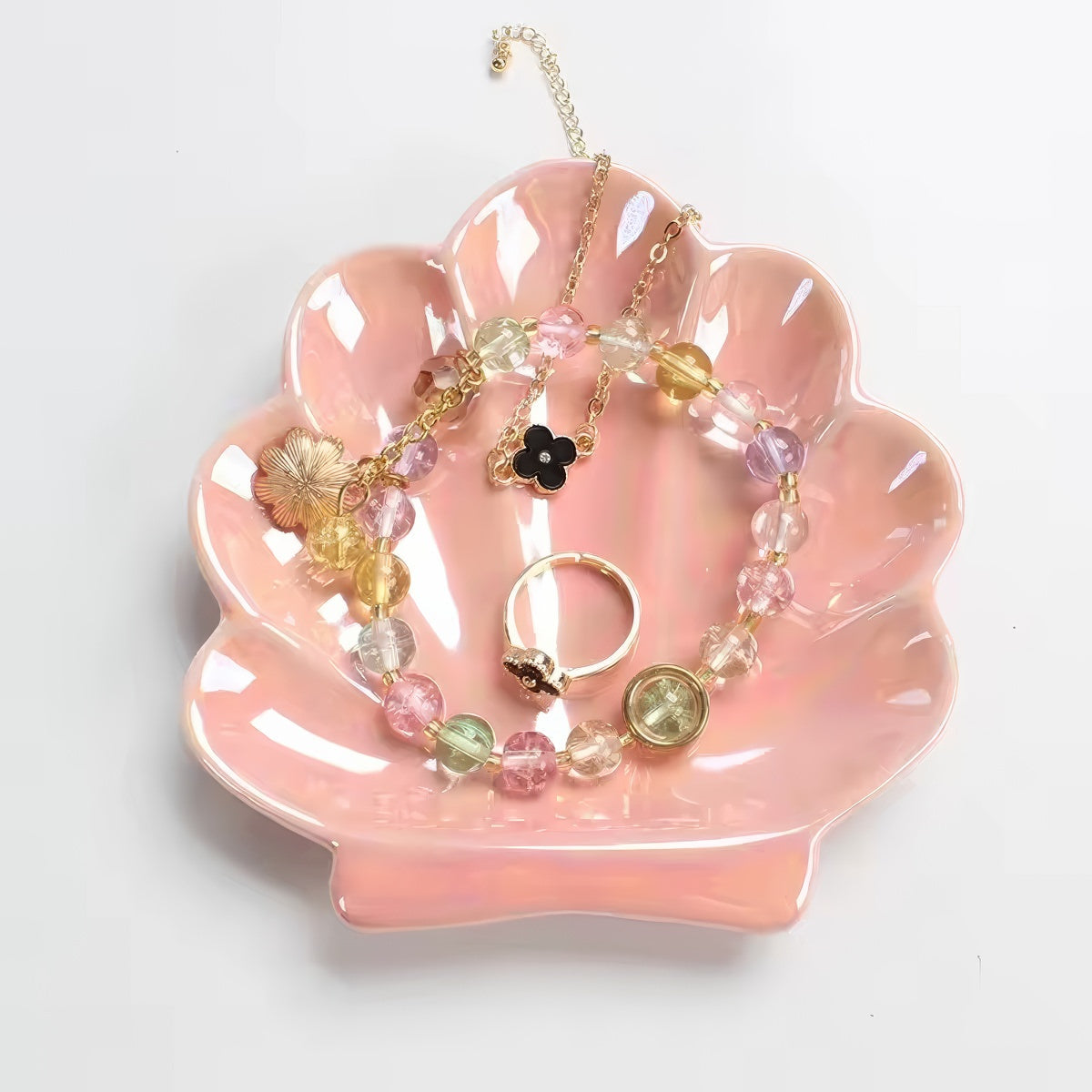 Iridescent Ceramic Seashell Jewelry Tray — Considered Home Styling — Detail