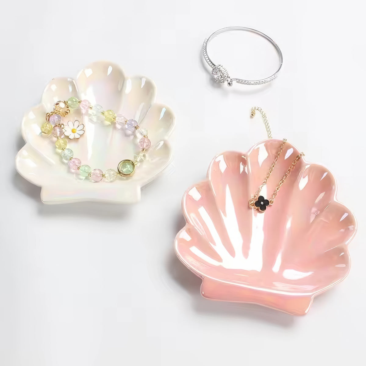 Iridescent Ceramic Seashell Jewelry Tray — Considered Home Styling — Lifestyle 2