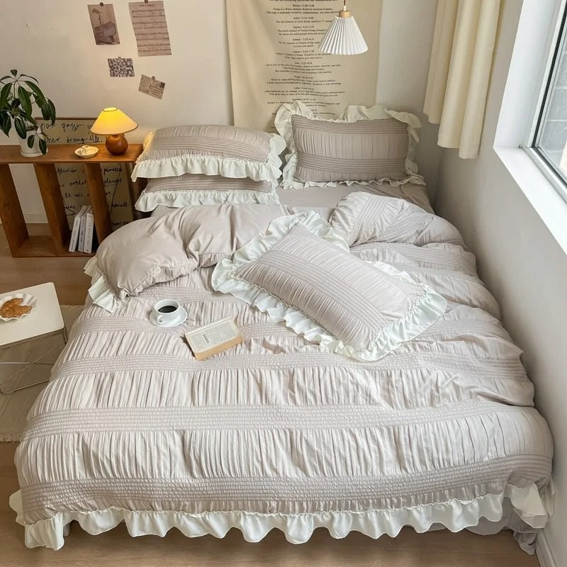 Chic Girl Ruffle Bedding Set — Soft-Touch Cotton Duvet & Pillowcases — Lifestyle 3