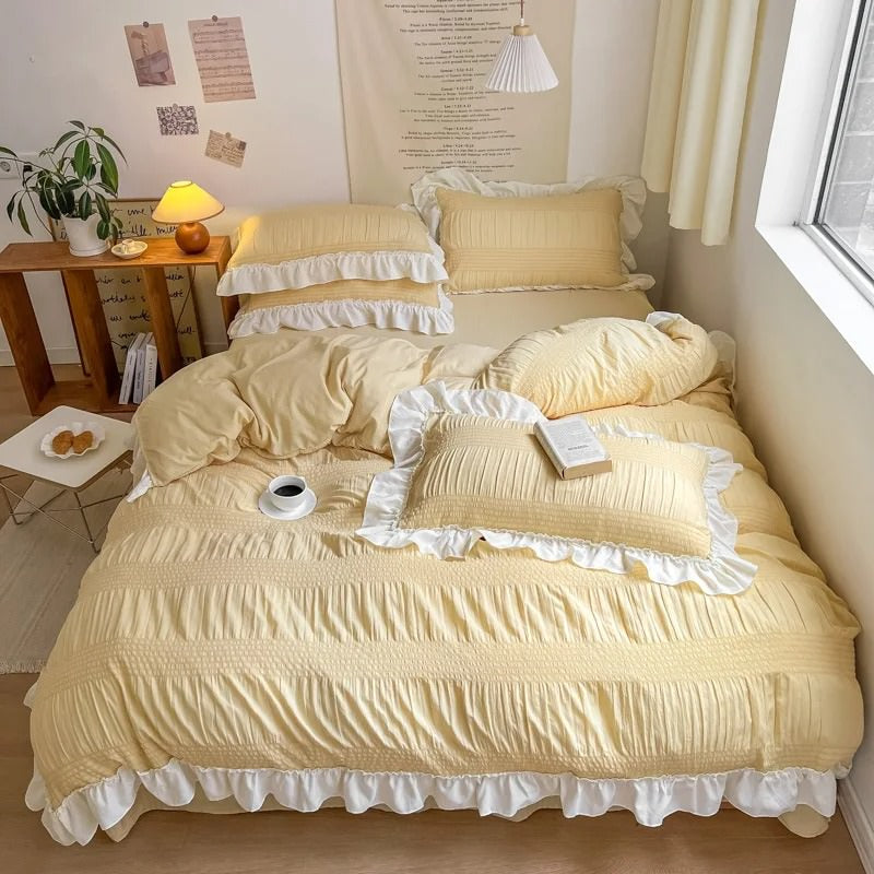 Chic Girl Ruffle Bedding Set — Soft-Touch Cotton Duvet & Pillowcases — Lifestyle 4