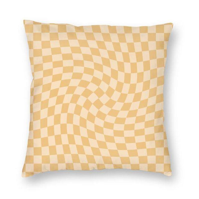 3D Checkered Cushion Cover — Soft Textured Pillow for Bedroom Layering — Lifestyle 2