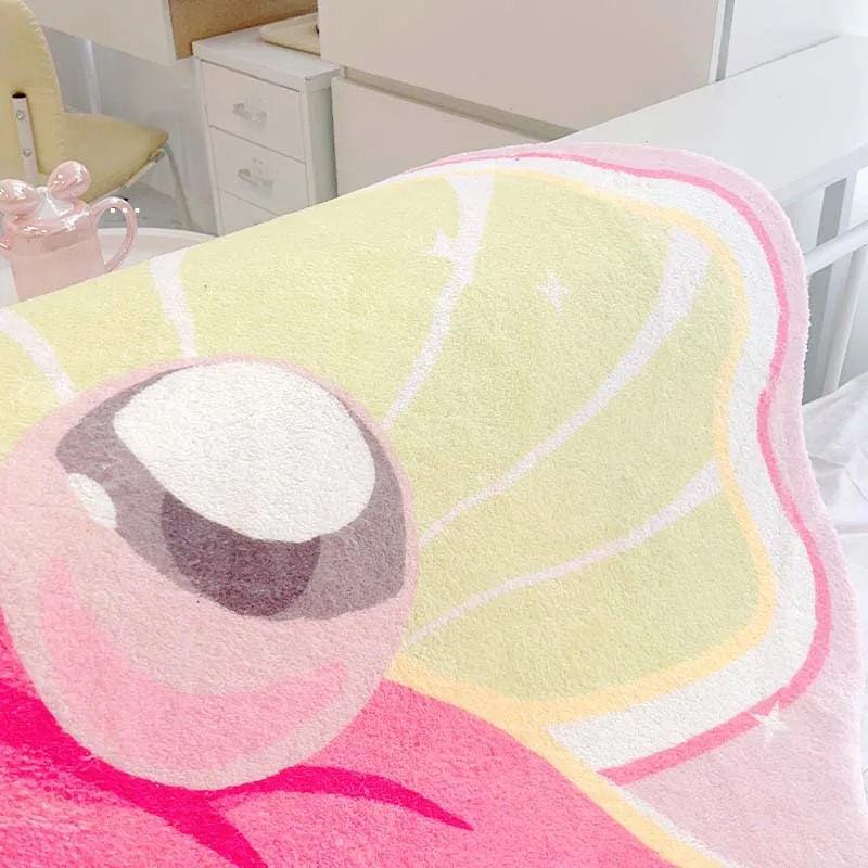 Pink Clamshell Throw Accent Rug — Soft Layered Throw for Couch and Bed — Lifestyle 5