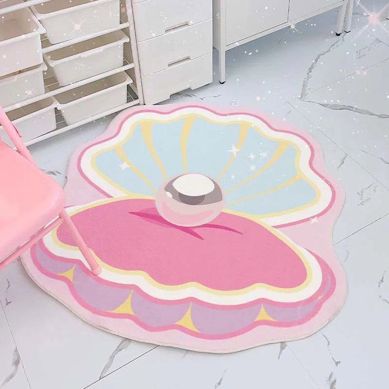 Pink Clamshell Throw Accent Rug — Soft Layered Throw for Couch and Bed — Lifestyle 1