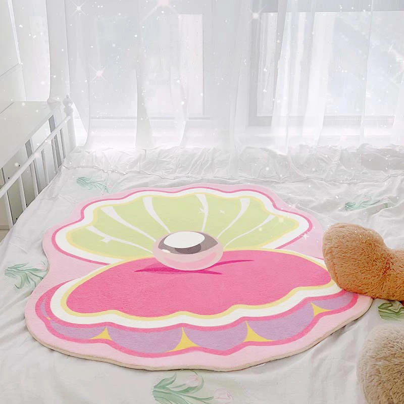 Pink Clamshell Throw Accent Rug — Soft Layered Throw for Couch and Bed — Lifestyle 4