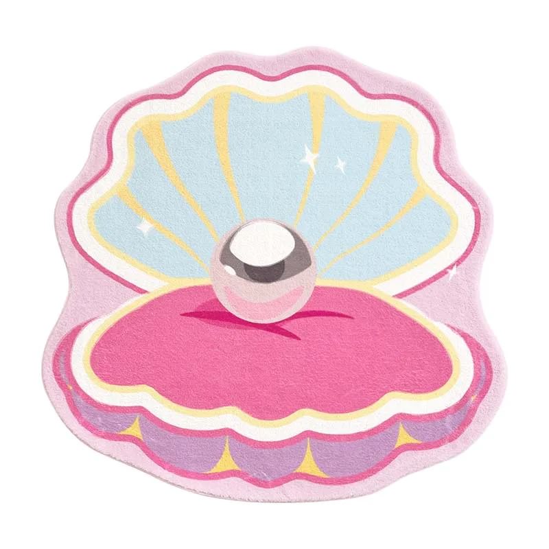 Pink Clamshell Throw Accent Rug — Soft Layered Throw for Couch and Bed — Front view