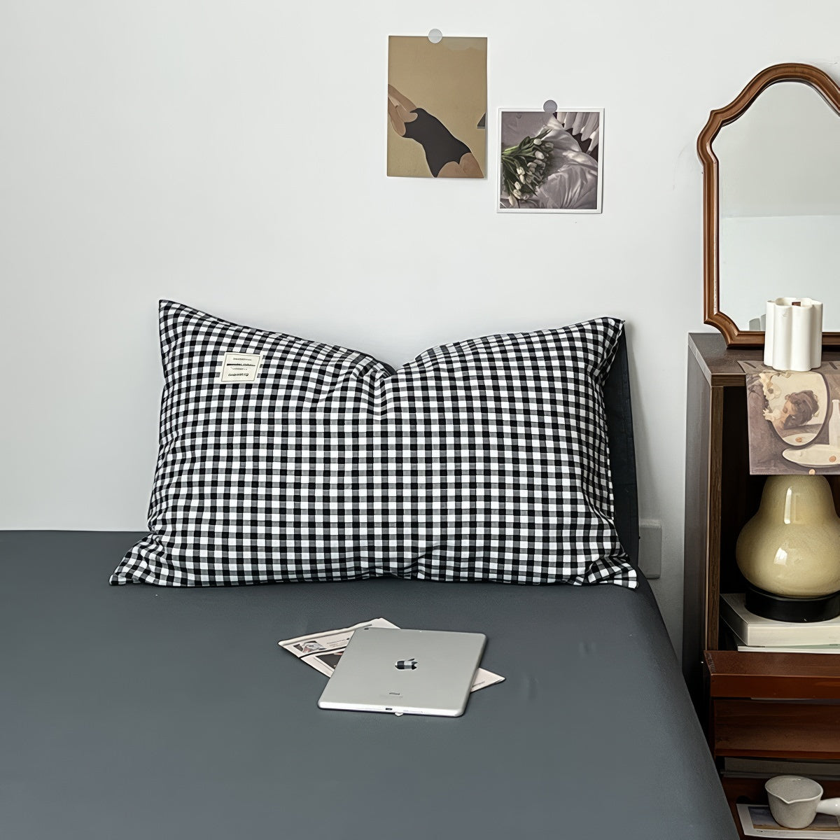Classic Black Gingham Bedding Set — Soft-Touch Cotton Duvet & Pillowcases — Lifestyle 7