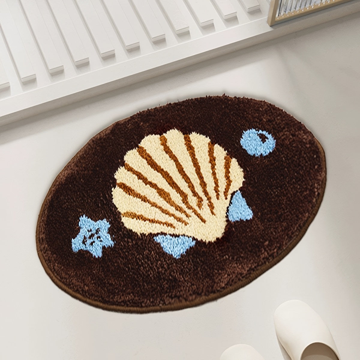 Coconut Girl Seashell Accent Rug — Soft Accent Rug for Bedroom Layering — Lifestyle 2