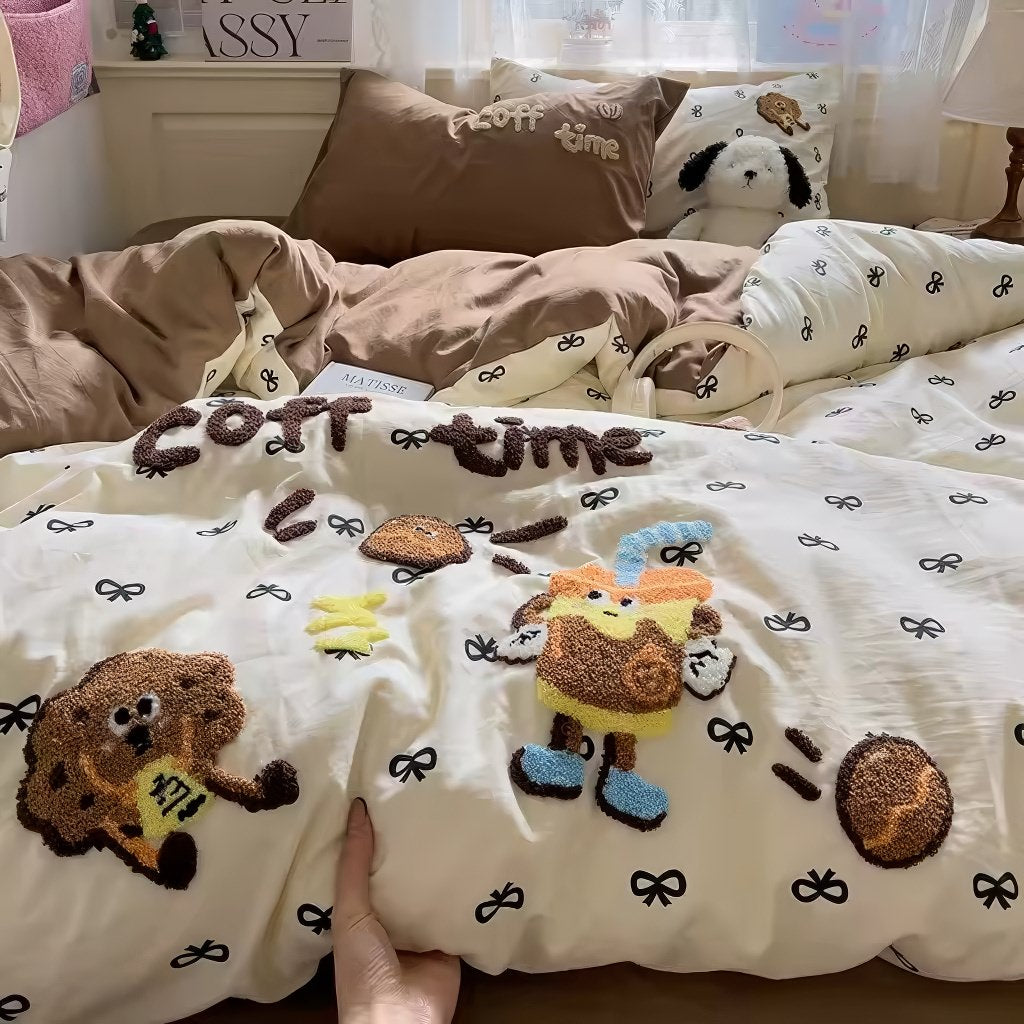 Coffee Time Embroidery Bedding Duvet Cover Set — Lifestyle 5
