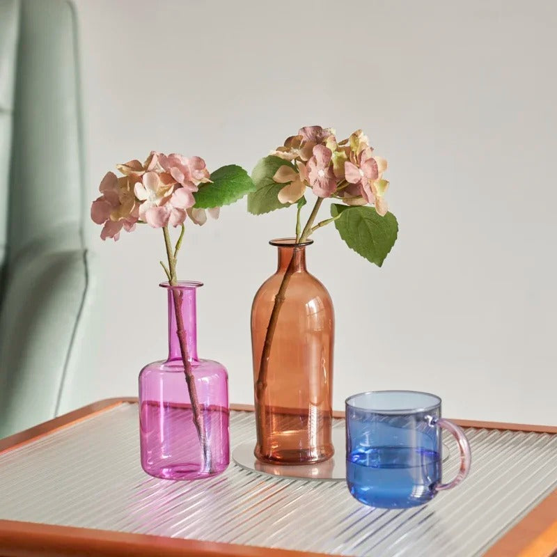 Colorful Vintage Bottle Glass Vase — Decorative Vase for Considered Styling — Detail