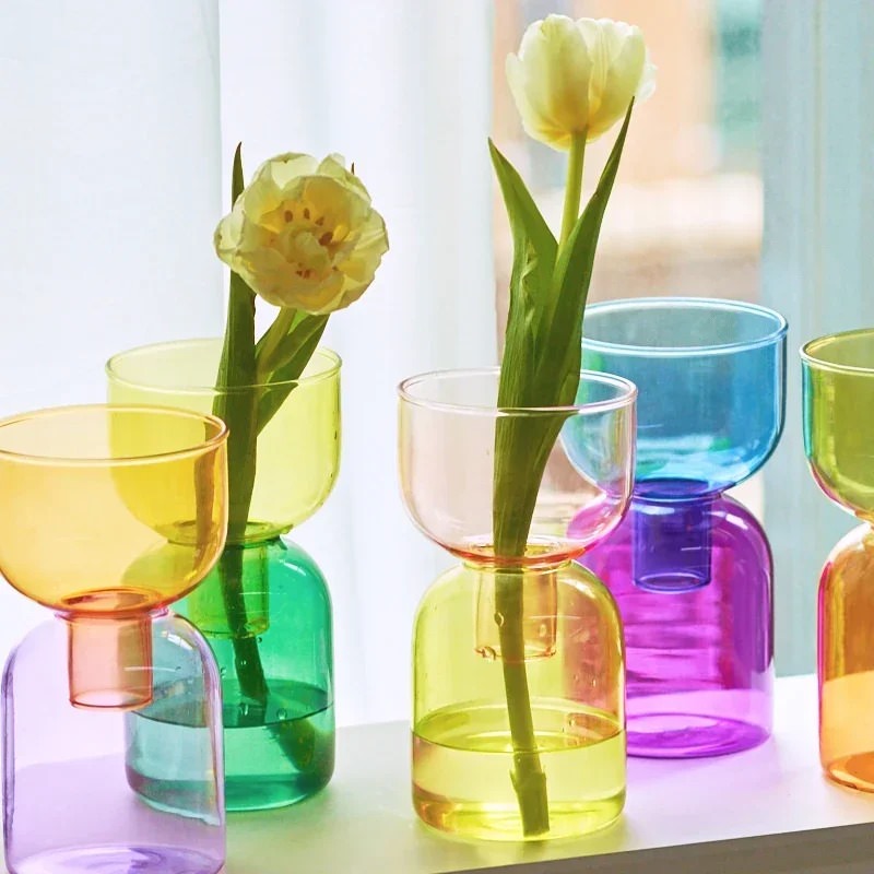 Double Color Glass Vase — Decorative Vase for Considered Styling — Front view