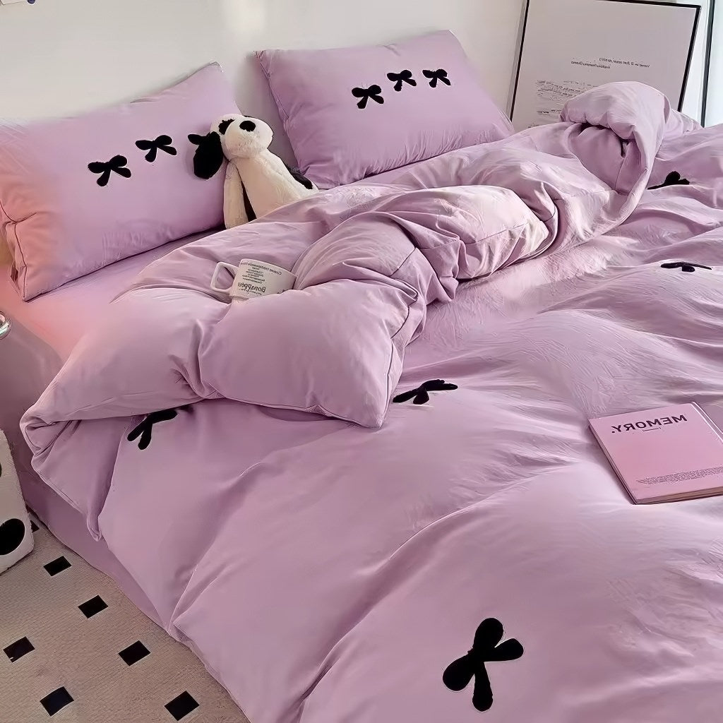 Embroidered Bows Bedding Set — Soft-Touch Cotton Duvet & Pillowcases — Lifestyle 4