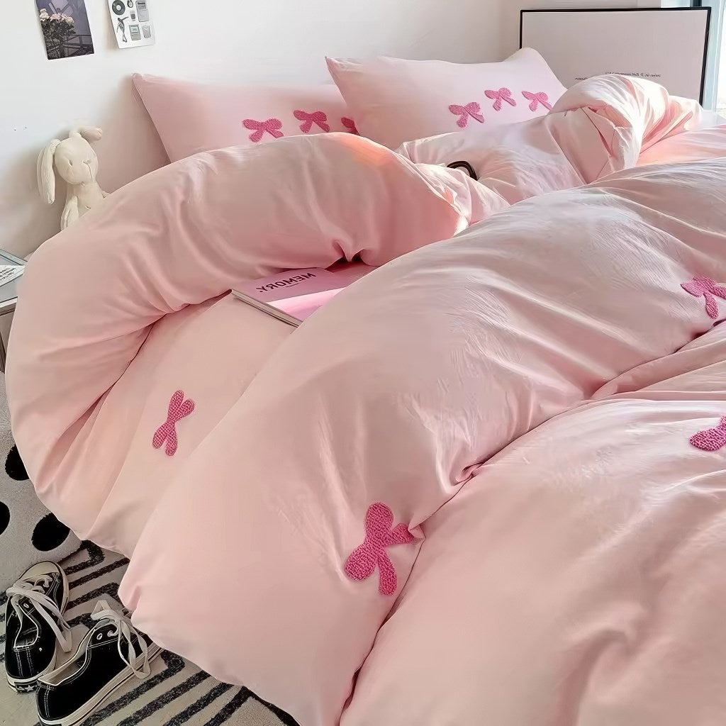 Embroidered Bows Bedding Set — Soft-Touch Cotton Duvet & Pillowcases — Lifestyle 2