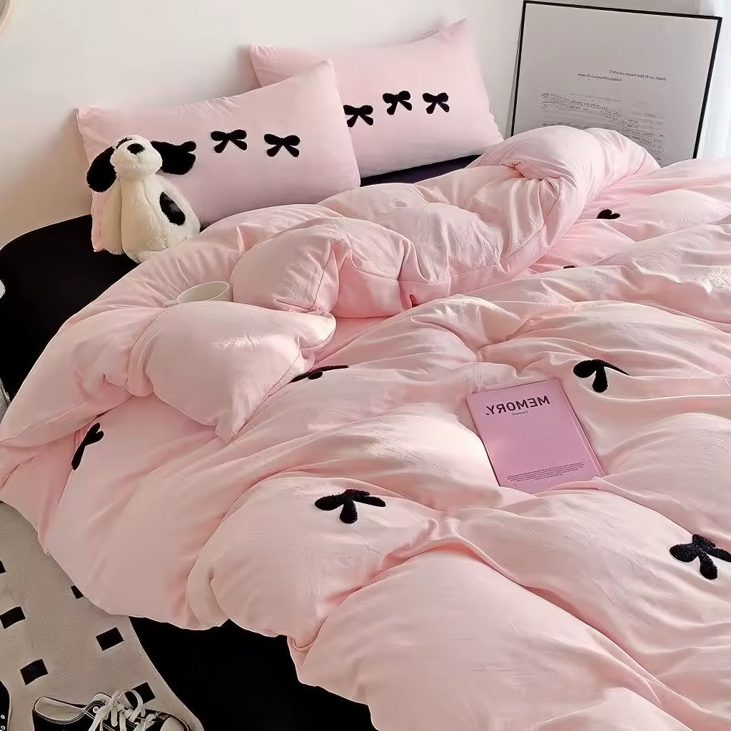 Embroidered Bows Bedding Set — Soft-Touch Cotton Duvet & Pillowcases — Lifestyle 3