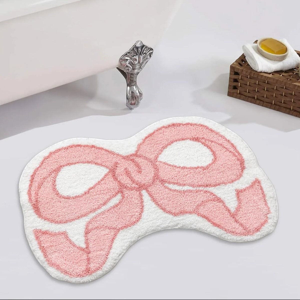 Bow Shaped Rug — Soft Accent Rug for Bedroom Layering — Lifestyle 1