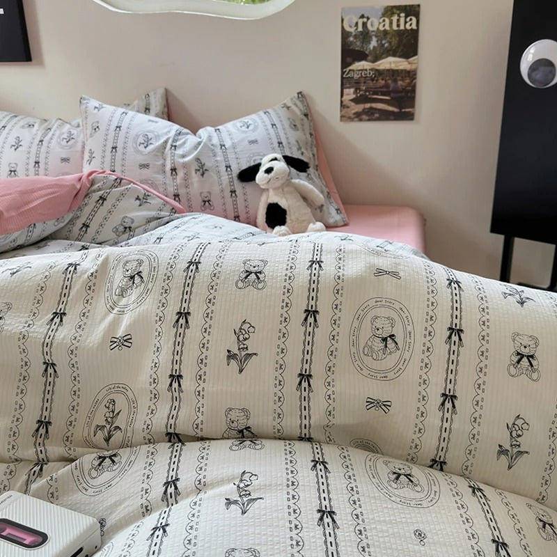 Print Dusty Pink Bedding Set — Soft-Touch Cotton Duvet & Pillowcases — Lifestyle 5