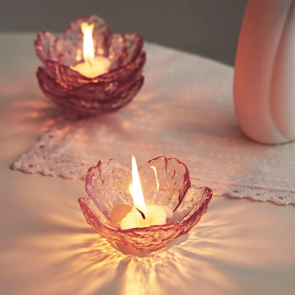 Pink Flower Candle Holder — Decorative Vase for Considered Styling — Front view