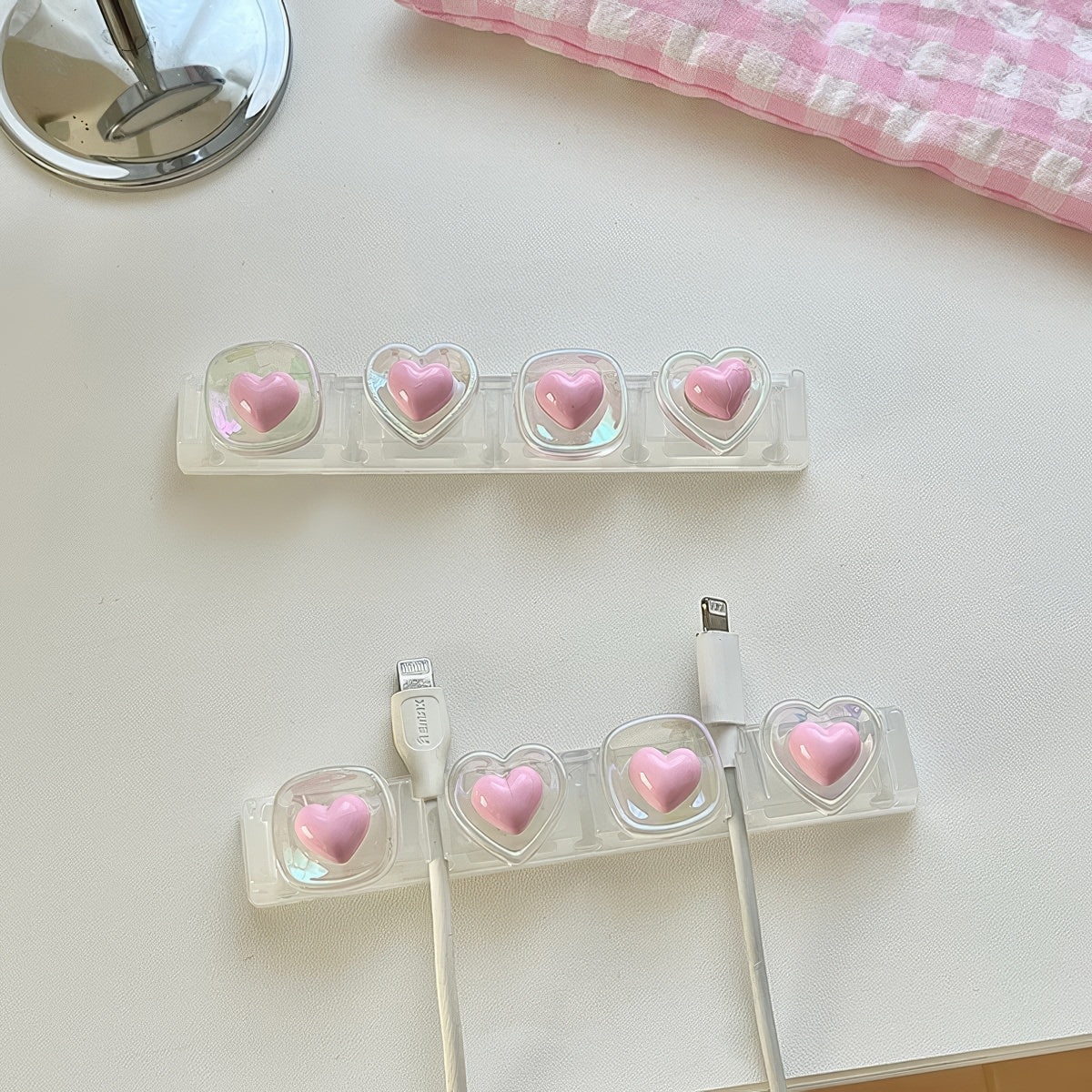 Pink Hearts Cable Holder — Considered Home Styling