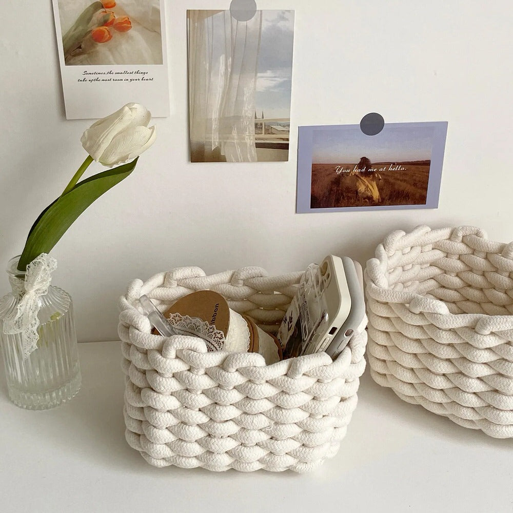 Cotton Rope Woven Desk Storage Basket — Lifestyle 4