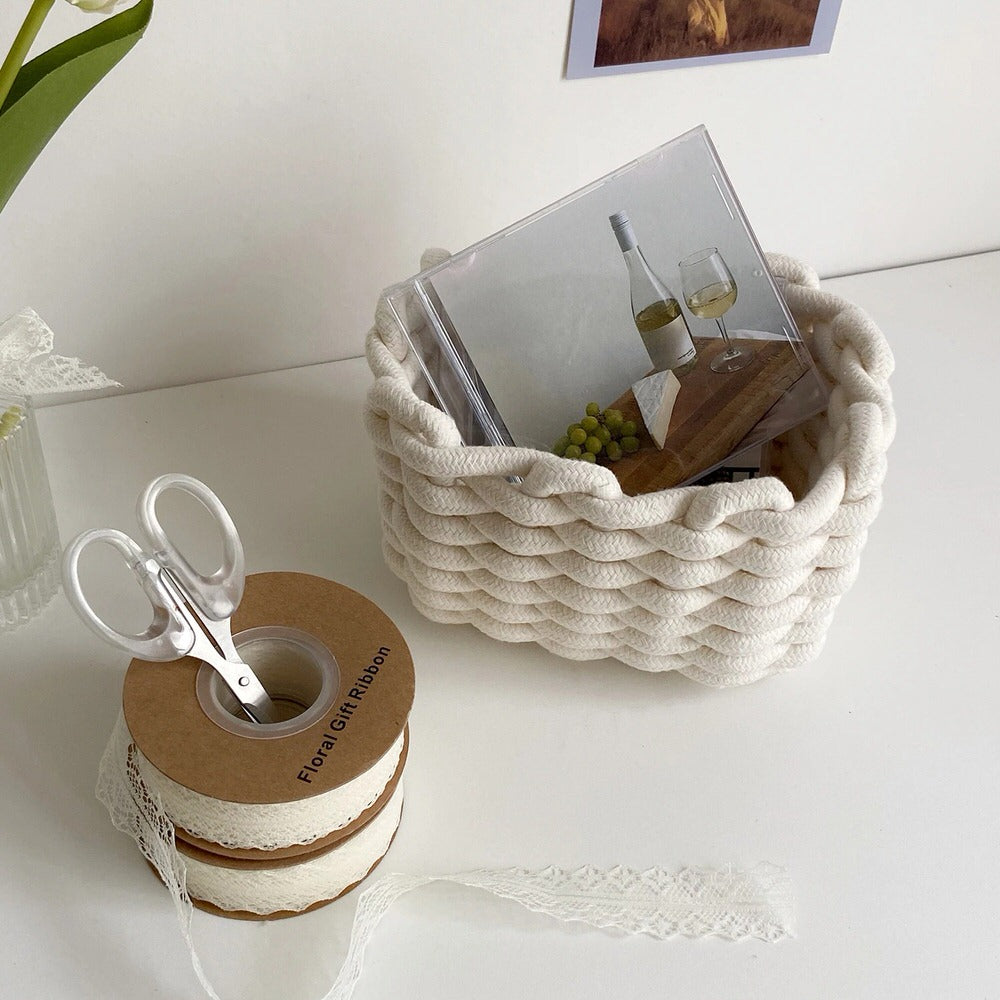 Cotton Rope Woven Desk Storage Basket — Lifestyle 5