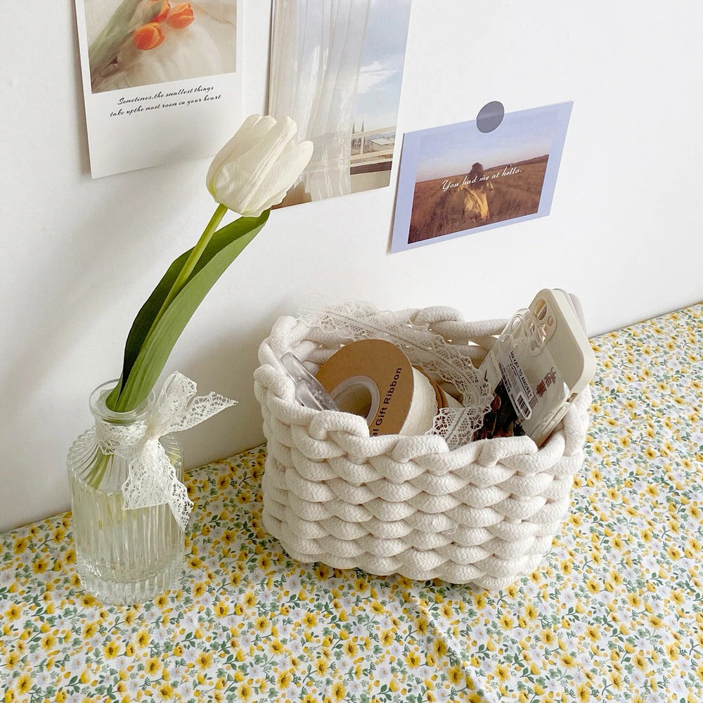 Cotton Rope Woven Desk Storage Basket — Lifestyle 6