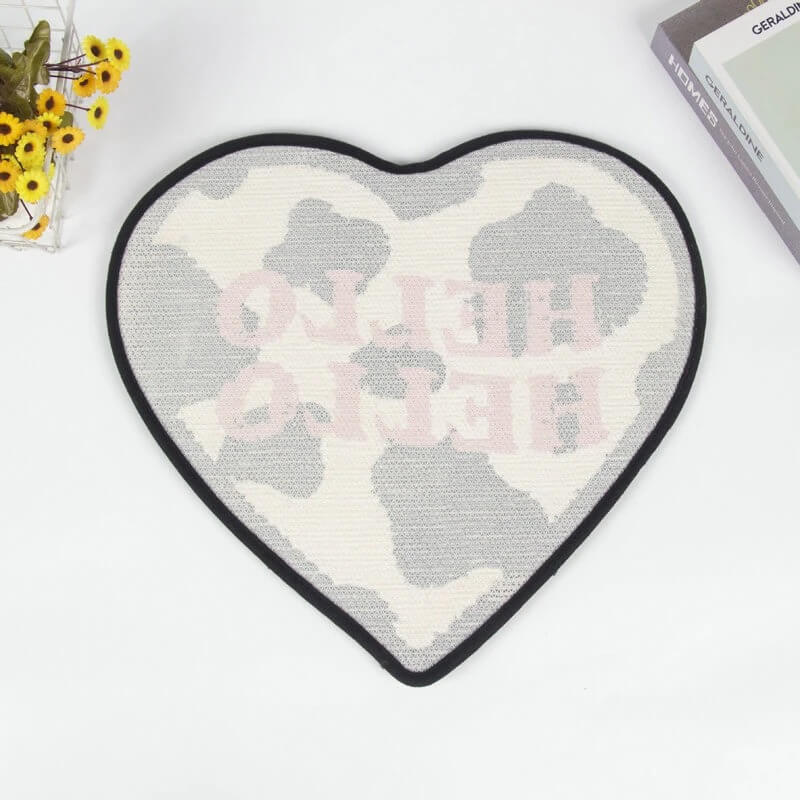 Cow Print Heart Shaped Accent Rug — Soft Accent Rug for Bedroom Layering — Lifestyle 2