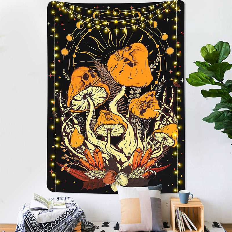 Crazy Halloween Mushrooms Tapestry — Considered Home Styling — Lifestyle 1