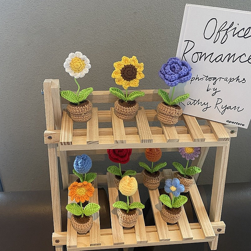 Crochet Potted Mini Flowers — Soft Plush Companion for Desk and Bedroom — Lifestyle 1