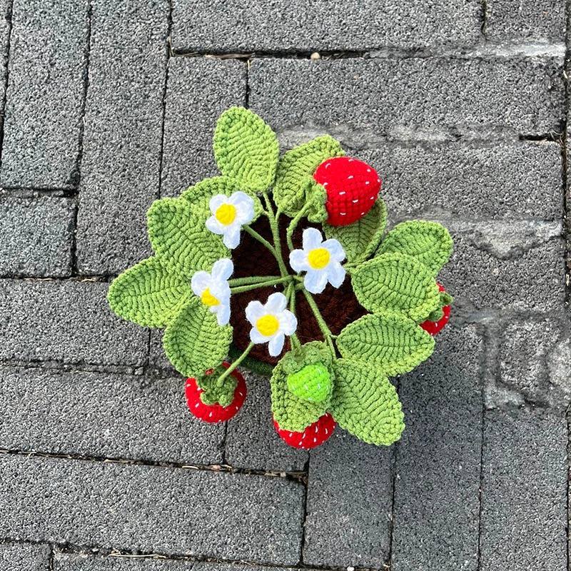 Crochet Potted Strawberry Bush — Soft Plush Companion for Desk and Bedroom — Lifestyle 3