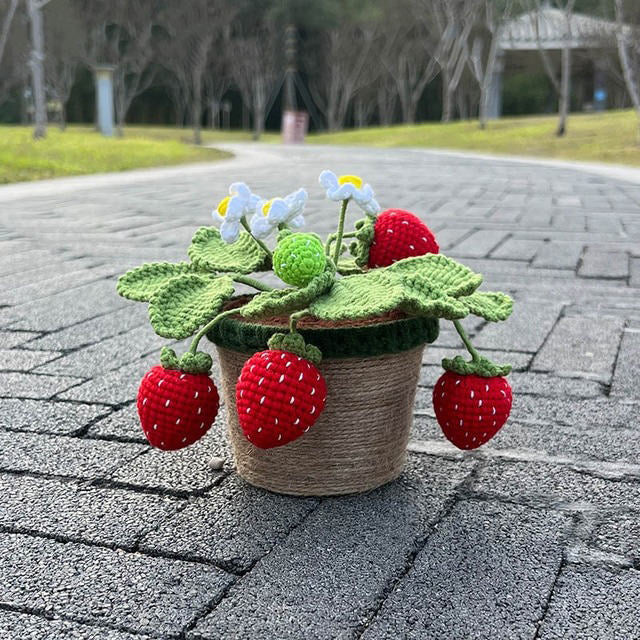 Crochet Potted Strawberry Bush — Soft Plush Companion for Desk and Bedroom — Lifestyle 4